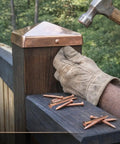 Legit Heavy Duty 11 Gauge Copper Decorative Nails With Ring Shank For Rock Solid Grip And Slick Rosehead Finish Pack Of 100 Made In Usa used in woodworking.