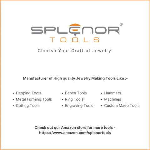 Splenor Tools advertisement for high-quality jewelry making tools featuring dapping tools, cutting tools, and more.