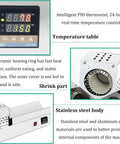 600W Neck Heat Shrink Sealing Machine For Wine Bottles, Digital Display, Manual Push Operate, showing temperature control and stainless steel parts.