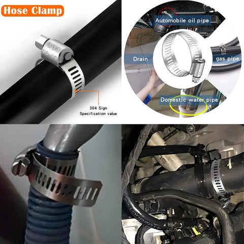 42 Piece Hose Clamps Set Stainless Steel 304 Worm Gear Assortment 1/4 Inch To 1-1/8 Inch on car and pipes