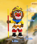 Monkey King Building Blocks Set Inspired by Chinese Mythology Epic 557 Piece STEM Educational Toy for Teens and Adults 14 Plus 9.37in tall