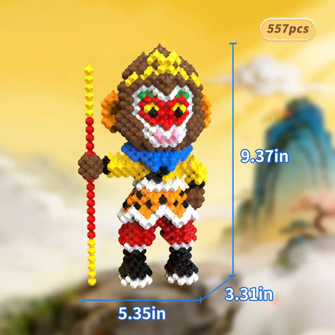 Monkey King Building Blocks Set Inspired by Chinese Mythology Epic 557 Piece STEM Educational Toy for Teens and Adults 14 Plus 9.37in tall