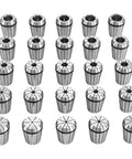 Premium 25 Piece Er32 Spring Collet Set with various sizes 1/16 to 13/16 inch for precision machining and tool holding.