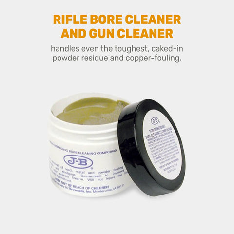 Open jar of Non Embedding Bore Cleaning Compound For Gun Barrels Heavy Duty Solvent Oil Paste That Keeps Your Firearms Clean And Ready To Roll
