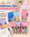 Bulk Stationery Gift Set With 24 Four In One Retractable Pens Multi Color Inks 24 Mini Notebooks And 24 Organza Bags