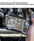 9mm Dual Camera Industrial Borescope With 4.5 Inch HD Display And IP68 Waterproof Build Featuring Five Meter Flex Cable And Bright Leds for detailed engine inspection.