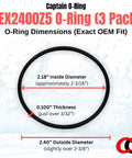 Replacement O Ring DEX2400Z5 For Hayward Filter Outlet Elbow Fits Micro-Clear Pro-Grid Swim-Clear And HCF Cartridge Filters Must Have Aladdin O24 Fittings 3 Pack, black 2.18" ID 2.40" OD 0.100" synthetic rubber