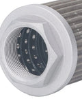 Close-up of hydraulic suction oil filter with metal mesh for tubular connection replacement heavy duty engine oil filter.