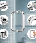 Polished Chrome 6-Inch Tubular Back-To-Back Shower Door Handle for Glass and Wood or Metal Doors showcasing features