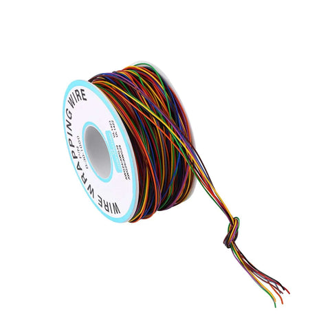 Spool of 250M 8 Wire Colorful Electrical Wire Insulation Wrapped Copper Test Cable 30 AWG Flexible Jumpers for Breadboard LCD Display Projects
