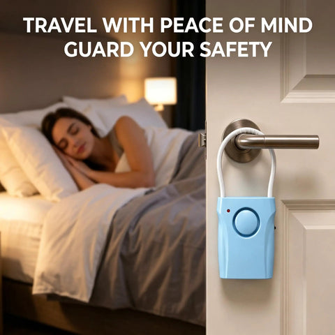 Two Pack Door Handle Alarm With Vibration Sensor, 120dB Siren, Alerts Up To 650 Feet, Easy Install On Any Door, Choose Off, Alarm, Or Doorbell Mode, Deters Intruders And Lets You Monitor Kids Or Patients on bedroom door handle