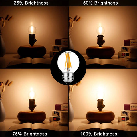 Smooth Dimmable E26 LED Bulb 4W Equivalent 40W Warm White 2700K 400 LM G16 Edison Style AC120V brightness settings image