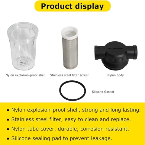 1 Inch 80 Mesh Water Pump Strainer Filter For Heavy Duty High Pressure Washers Sediment Filter Attachment components.