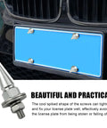 Dope Swap Proof Anti Theft License Plate Bolt Kit Featuring Sharp Spike Fasteners Universal Auto Hardware Set For Personal Rides Trucks SuVs And Street Machines In Silver on a car.