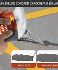 Person applying Six Pack Self Leveling Concrete Crack Filler And Sealant In Grey to a crack in concrete driveway.