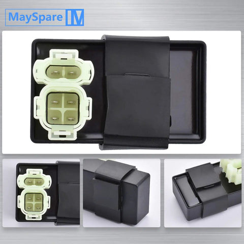 Compact black 6 Pin AC CDI Box For GY6 50cc 125cc 150cc Engines Fits ATVs Scooters Go Karts with 6-pin connector visible.