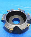 5 Inch OD Face Mill With 1 1/2 Inch Pilot No Labeling On This Face Mill For CNC Milling And Metalworking Precision Tool Ideal For Industrial Machining Projects And Shop Use Durable Construction And Versatile Milling Applications, top view