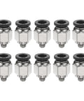 10 Pack Push To Connect Fittings One Quarter Inch Tube OD With Ten Thirty Two UNF Male Straight Union Copper Quick Connect Pneumatic Fittings
