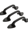 3 Pack Heavy Duty Cast Iron Barn Gate Handles With Aged Iron Finish And Smooth Curvature, Rustic Vintage Sliding Door Pulls