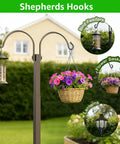 Heavy Duty Tough As Nails Garden Hose Reel With Two Shepherd Hooks Holds 150 Feet Of Five Eighths Inch Hose Freestanding 77 Inch Hose Hanger With Storage Basket Weather Resistant Steel Stand Space Saving All In One Garden Organizer featuring shepherd hooks with hanging basket and bird feeder