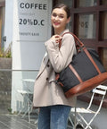Woman carrying Weekender Travel Bag For Women, Canvas Duffel Tote with Water Resistant Oxford Fabric