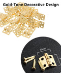 Gold 180 Degree Mini Brass Hinges Set For Dollhouse Furniture And Jewelry Boxes With 48 Hinges And 192 Screws 10x8mm