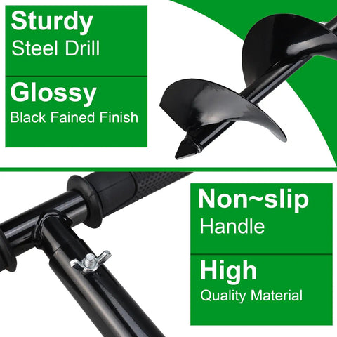 Heavy Duty Hand Auger Post Hole Digger 6 Inch By 33 Inch Garden Hole Digger Tool with non-slip handle and sturdy steel drill