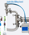 Anti-drip filling head of Heavy Duty Pneumatic Liquid Filling Machine With An Automatic Single Head Bottle Filler Rig.