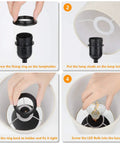 Assembly steps for Set Of 2 Touch Control 3 Way Dimmable Table Lamps With USB Ports And AC Outlet showing fixing ring, shade, LED bulb.