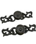Heavy Duty Cast Iron Drawer Pulls Set Of 2 Five Point Three Inch Long Rustic Vintage Cabinet Handles Solid Black Finish