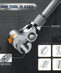 New Gen Pro Grade Door Hinge Adjustment Tool For Sagging, Sticking, And Misaligned Doors, stainless steel head close-up