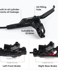 Beefy Hydraulic Disc Brake Set For MTB Fat Bikes And EBikes Two Piston Mineral Oil System Aluminum Alloy Levers Front 800mm Hose
