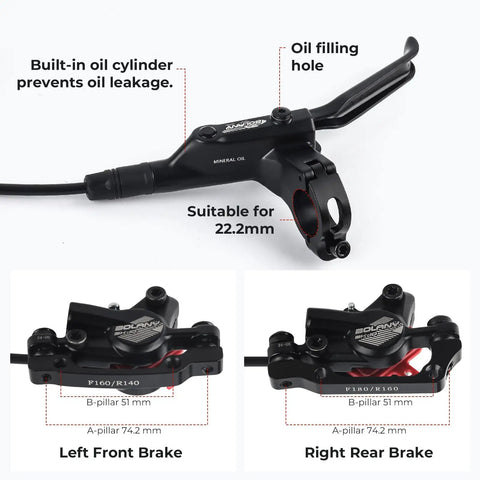 Beefy Hydraulic Disc Brake Set For MTB Fat Bikes And EBikes Two Piston Mineral Oil System Aluminum Alloy Levers Front 800mm Hose