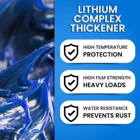 Wheel bearing grease tube, blue lithium complex, high-temp NLGI 2 automotive grease for axles