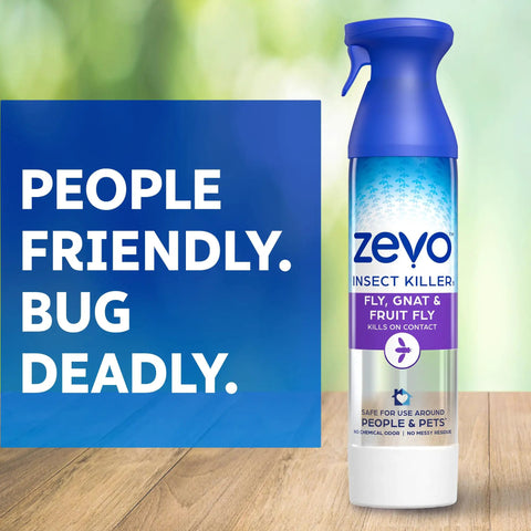 Fast Acting Flying Insect Killer Spray Tough Love Formula For Home in a spray bottle, designed for fruit flies, gnats, and house flies.