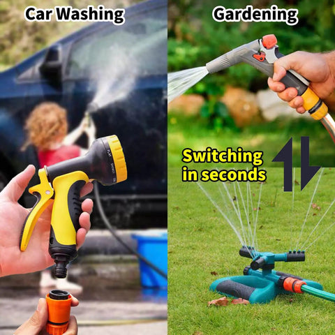Garden Hose Quick Connect Fittings 1/2 Inch And 3/4 Inch Quick Release Connector Kit With Universal Tap Adapter for car washing and garden sprinkler.