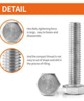 50 Pack M5 Hex Bolts Stainless Steel 304 Set With Bright Finish For Rust Proof Heavy Duty Fastening In Various Lengths From 1 To 2 Inches showing bolt details and threading.