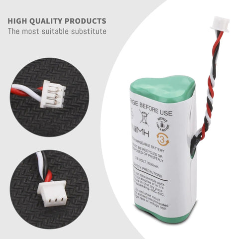 5-Pack Ni-MH Battery Replacement Pack 3.6V 1000mAh For LS4278 LS4278M DS6878 Cordless Bluetooth Laser Barcode Scanner Battery Upgrade With Extended Runtime Go-To Power Upgrade showing close-up of connectors and battery label