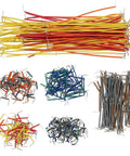 Hella Solid Breadboard Jumper Wire Kit Featuring 14 Assorted U Shaped Cables And Flexible Male To Male Solderless Wires Plus Tweezers. Various colored and sized U-shaped jumpers for electronics.