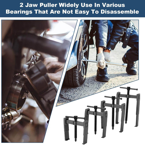 Beefy 4 Piece 2 Jaw Gear Puller Set with Adjustable 3, 4, 6 and 8 Inch Pulleys Bearing Remover for Wheel Bearings in use
