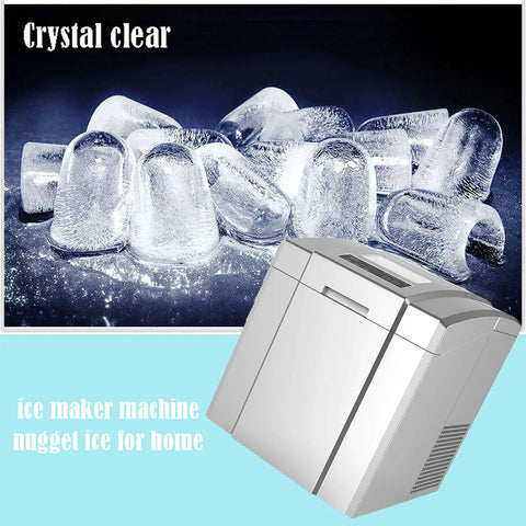 Slick Compact Countertop Ice Maker Machine Yielding Lightning Fast Five Minute Cubes With Whisper Quiet Operation And Easy Self Cleaning For No Sweat Beverage Prep with crystal clear nugget ice.