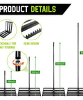 Diagram of Pro Grade Heavy Duty Lawn Leveling Rake With Adjustable Length 16 To 77 Inches Stainless Steel Ground Soil Spreader