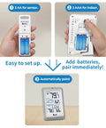 All In One Indoor And Outdoor Weather Station With Wireless Thermometer And Hygrometer, Battery Powered, showing battery setup and display.
