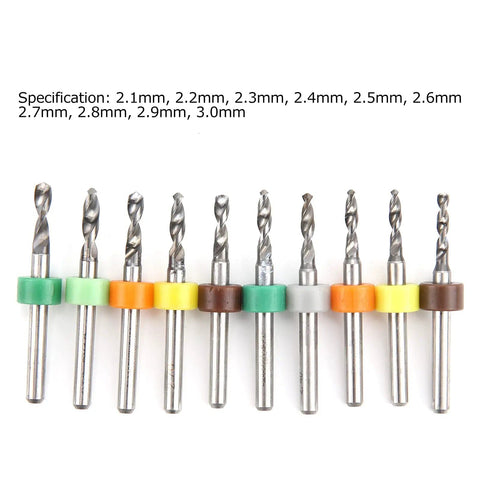 10Pcs Micro Twist Bit Set With Tungsten Steel Bits For PCB Repair And Circuit Board Engraving Straight Handle 2.1-3.0mm
