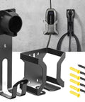 Heavy Duty Wall Mount J Hook Bracket To Store J1772 EV Charger Cables, black steel construction with mounting kit.