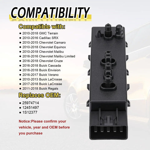 Driver Side Power Seat Switch 8 Way Recliner Tilt Control Replacement Fits Chevy Camaro Equinox Malibu 2010 2019 Cadillac GMC Buick OEM 25974714 12451497