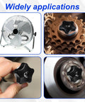 Six Pack Star Knobs 3/8-16 Tpi Female Adapter For T Track Bolts Jig Clamps used in fans, gears, and workshop fixtures.