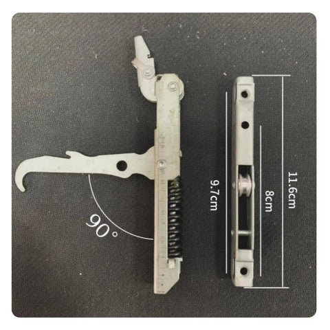 Heavy Duty Oven Door Hinge Replacement Built Like A Tank For Smooth Stove Operation And Top Shelf Kitchen Appliance Repair With Solid Pivot Action, metal part dimensions shown.
