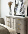 Dresser with Edge Finger Tab Cabinet Pulls For Cabinets And Drawers Hidden Door Handle Style Aluminum Brushed Brass