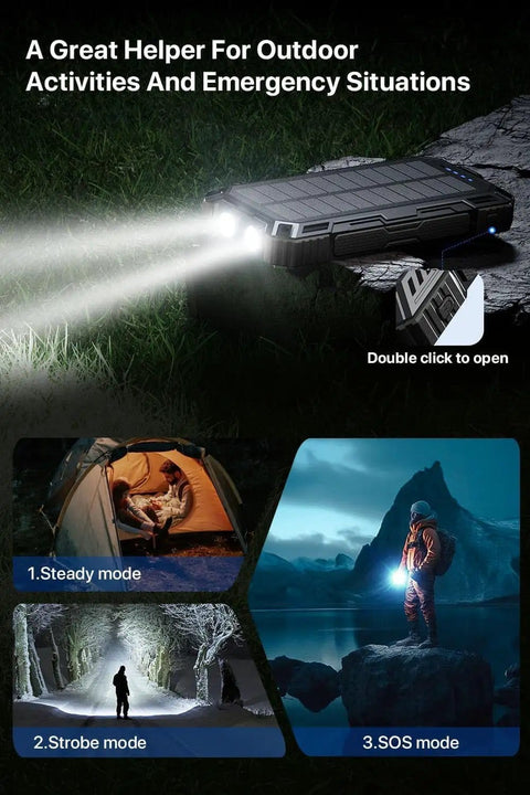 Power Bank 49800mAh Solar Portable Charger With LED flashlight used in outdoor camping and emergency situations